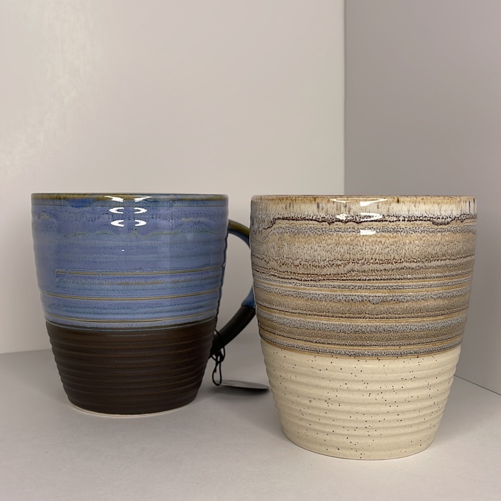 2pc Set of Two-toned Stoneware Mugs 20 oz The Old Pottery Company